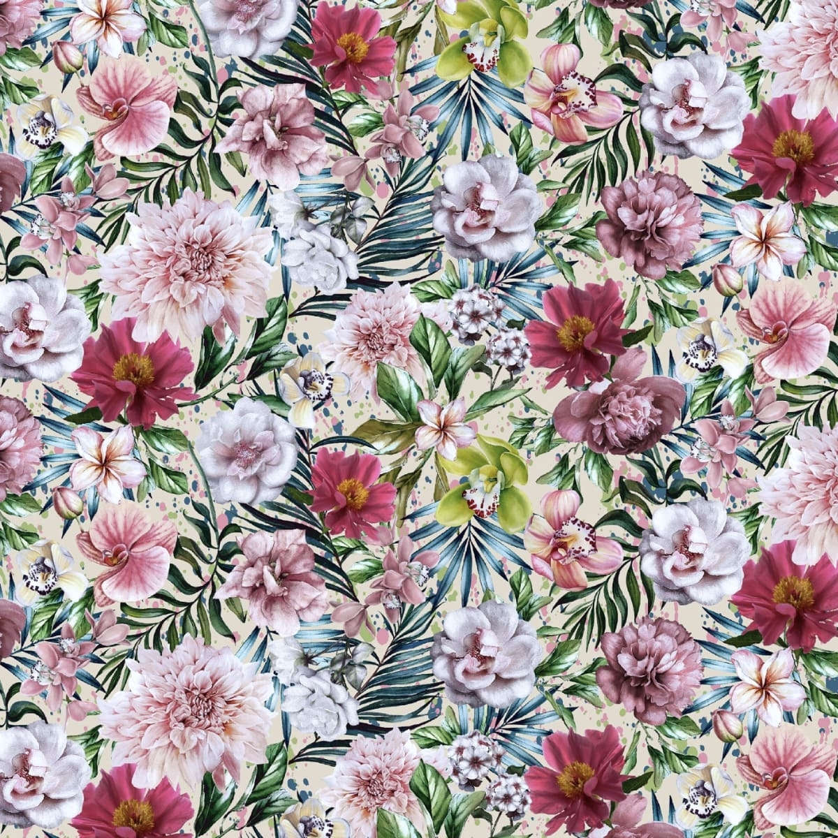 Zasłona w kwiaty na taśmie marszczącej Velvet Deco Druk 2