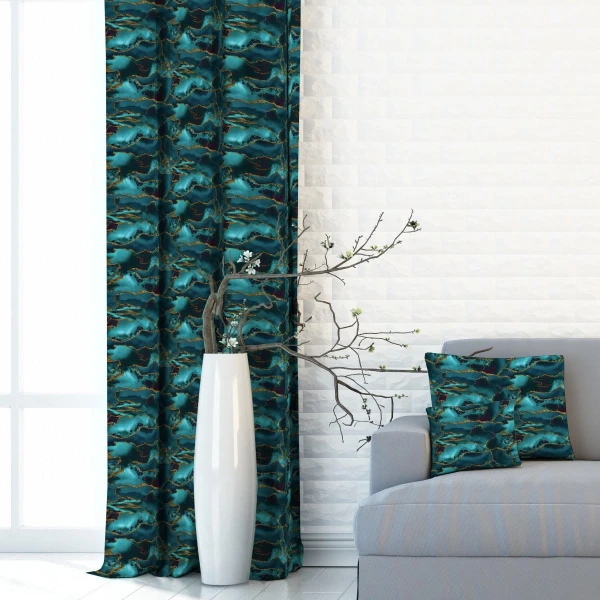 Zasłona na taśmie marszczącej Velvet Deco Druk 22308-1001