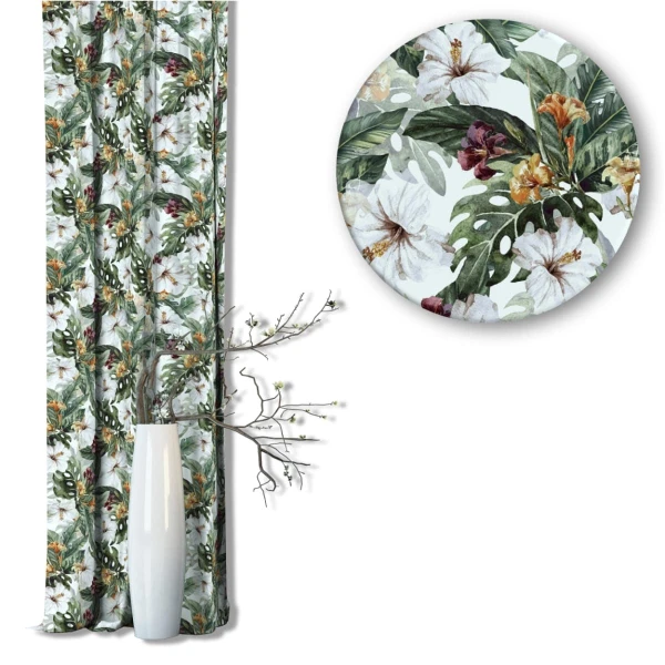 Zasłona w kwiaty na taśmie marszczącej Velvet Deco Druk 2