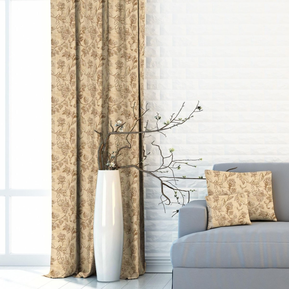Zasłona Velvet Deco Druk w Kwiaty 55896-1010, szerokość 1