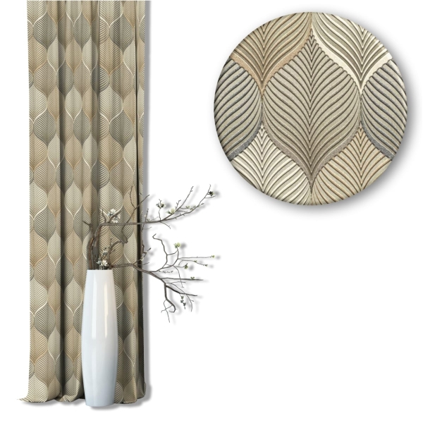 Zasłona na taśmie marszczącej Velvet Deco Druk Abstrakcyj