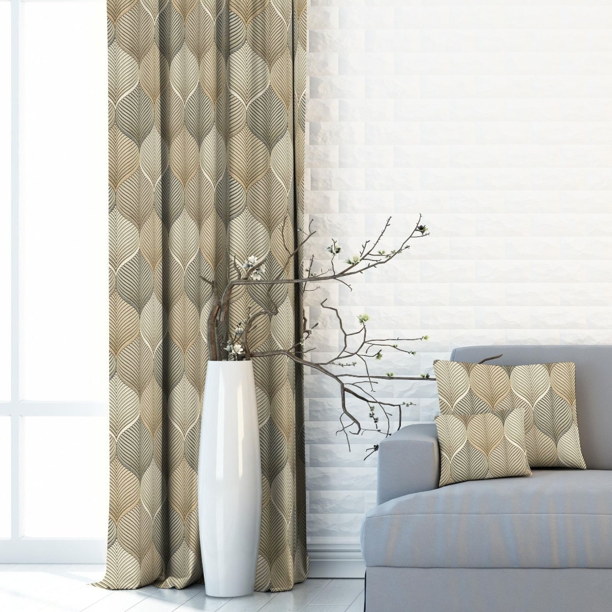 Zasłona na taśmie marszczącej Velvet Deco Druk Abstrakcyj