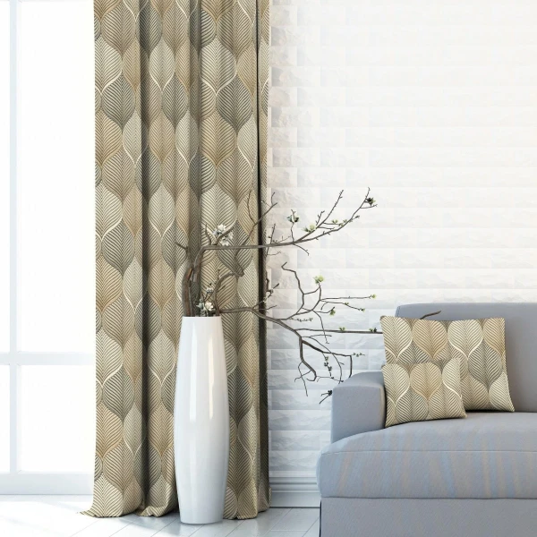 Zasłona na taśmie marszczącej Velvet Deco Druk Abstrakcyj