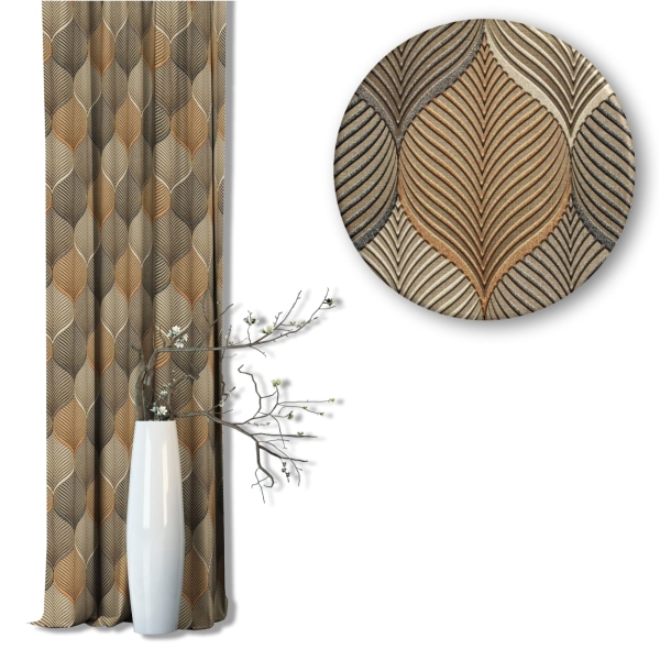 Zasłona na taśmie marszczącej Velvet Deco Druk Abstrakcyj