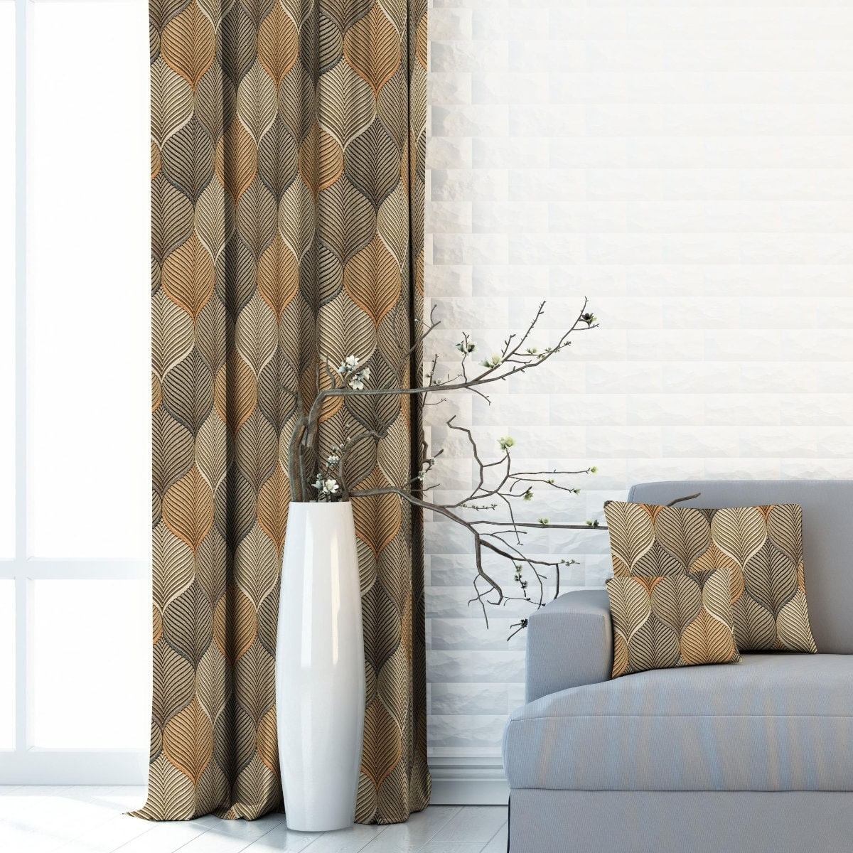 Zasłona na taśmie marszczącej Velvet Deco Druk Abstrakcyj