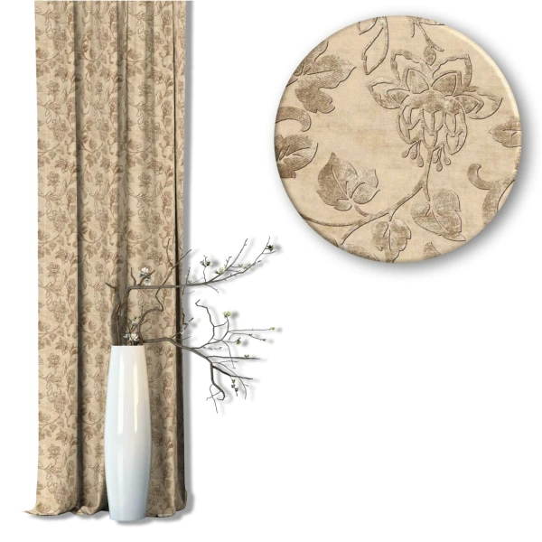 Zasłona w kwiaty na taśmie marszczącej Velvet Deco Druk 5