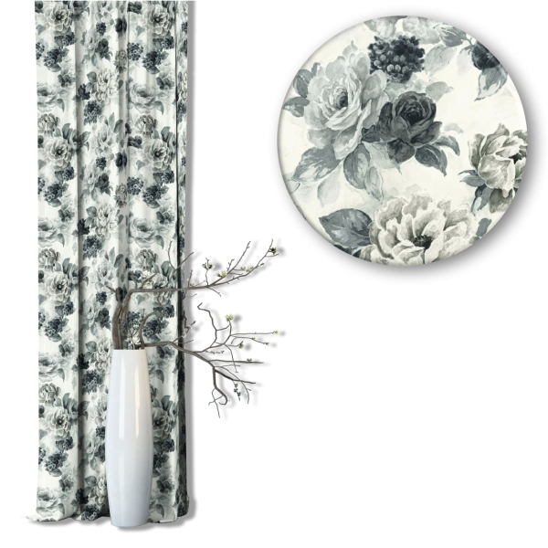 Zasłona w kwiaty Velvet Deco Druk 54960-1010, szerokość 1