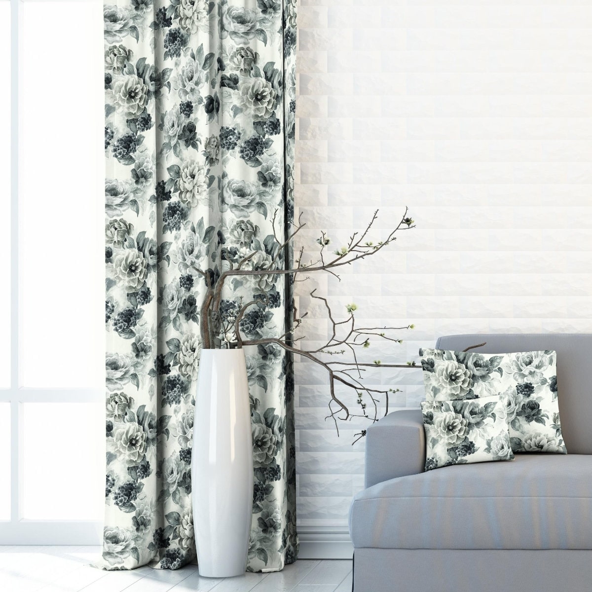 Zasłona w kwiaty Velvet Deco Druk 54960-1010, szerokość 1