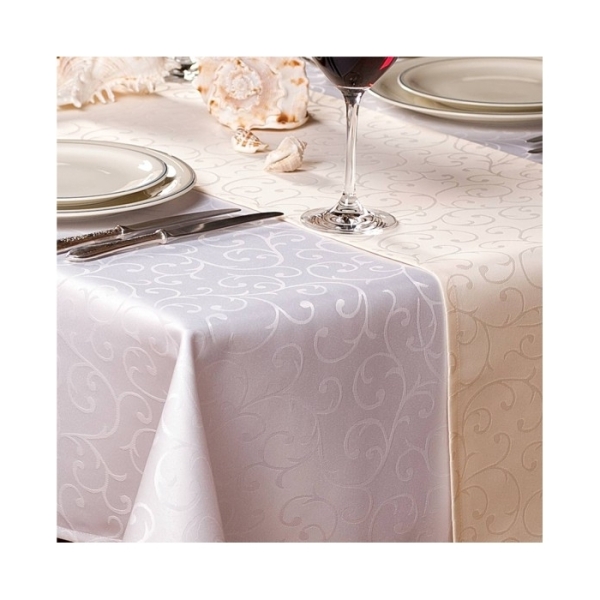 Wyprzedaż Obrus Wega biała z mankietem 3 cm  140x200cm