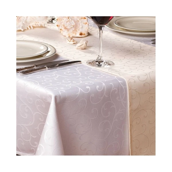 Wyprzedaż Obrus Wega biała z mankietem 3 cm  140x200cm