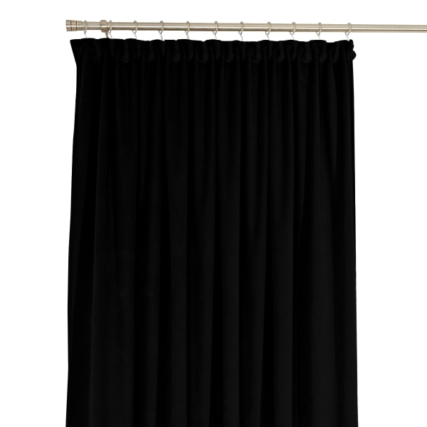 Zasłona welurowa na taśmie marszczącej Sara 001 czarny