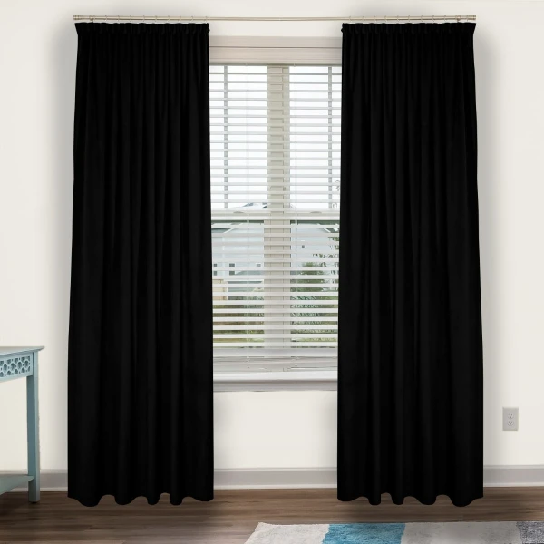 Zasłona welurowa na taśmie marszczącej Sara 001 czarny, s