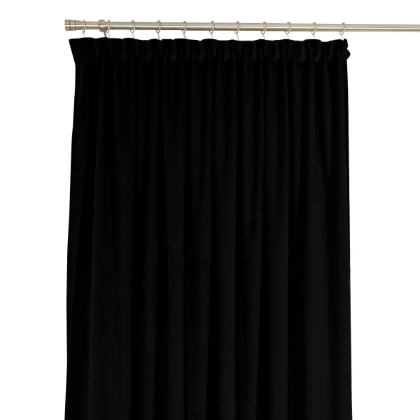 Zasłona welurowa na taśmie marszczącej Sara 001 czarny, s
