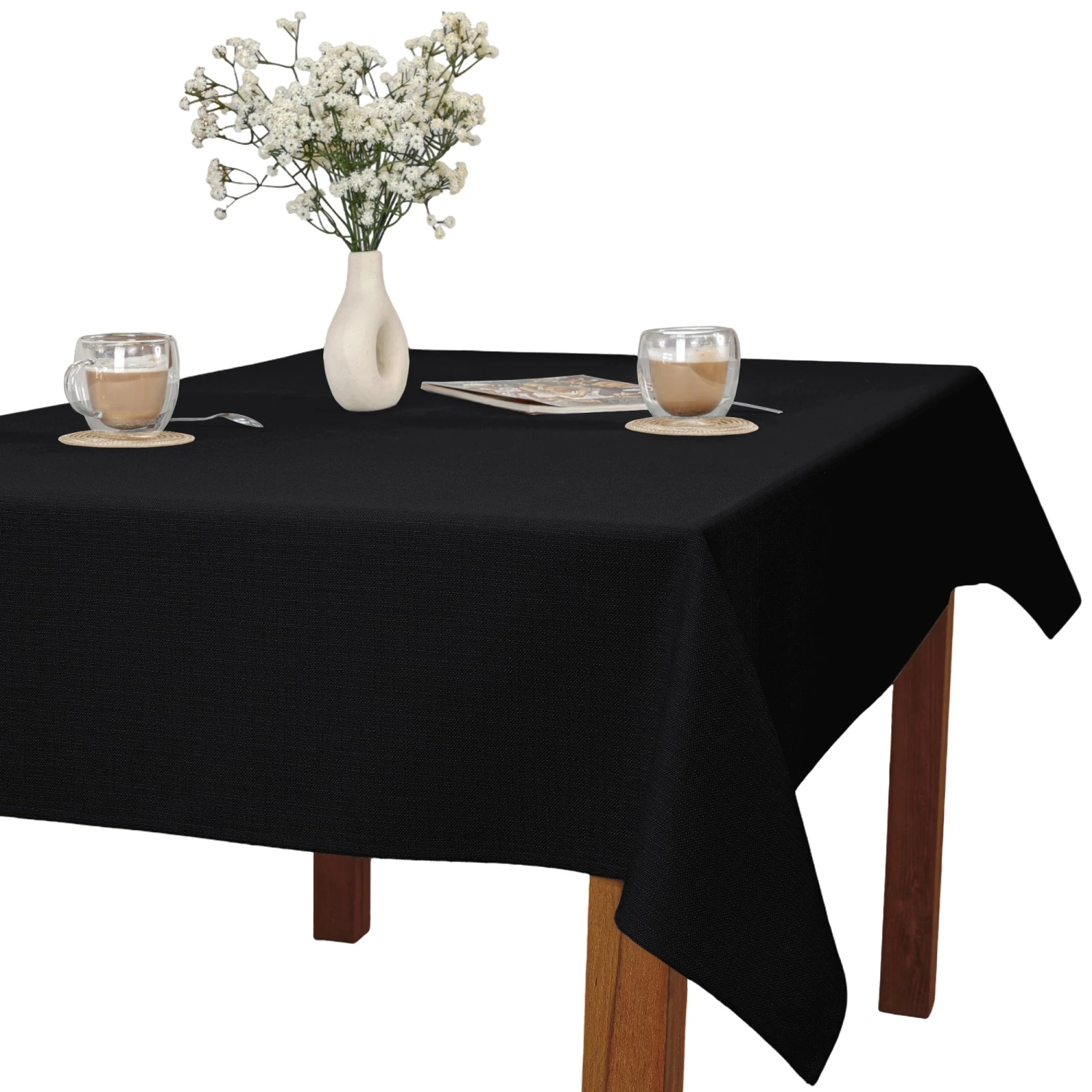 Obrus Bawełniano-Poliestrowy Czarny - Plamoodporny z Efekte