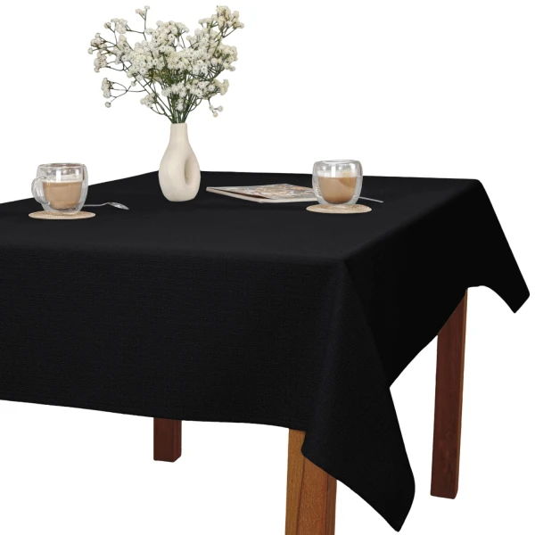 Obrus Bawełniano-Poliestrowy Czarny 80x80 cm - Plamoodporny