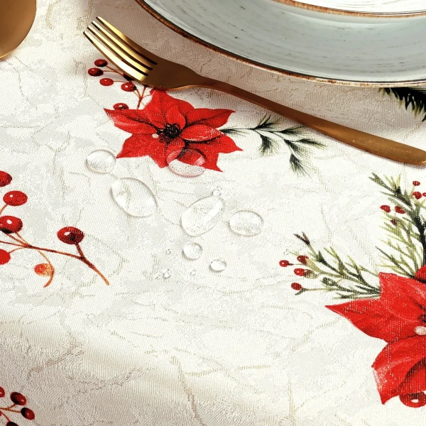 Wyprzedaż  Obrus Świąteczny z mankietem 5cm plamoodporny 