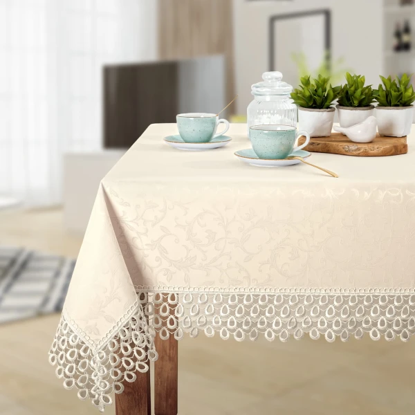 Wyprzedaż Obrus  plamoodporny z gipiurą Ares G0609 ecru 13