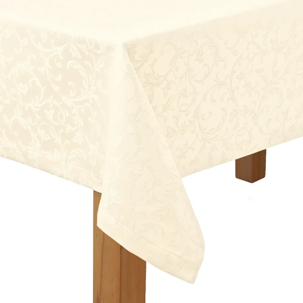 Elegancki Ecru Obrus Plamoodporny 100x100 cm – Klasyczny W