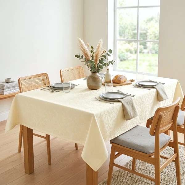 Elegancki Ecru Obrus Plamoodporny 100x100 cm – Klasyczny W