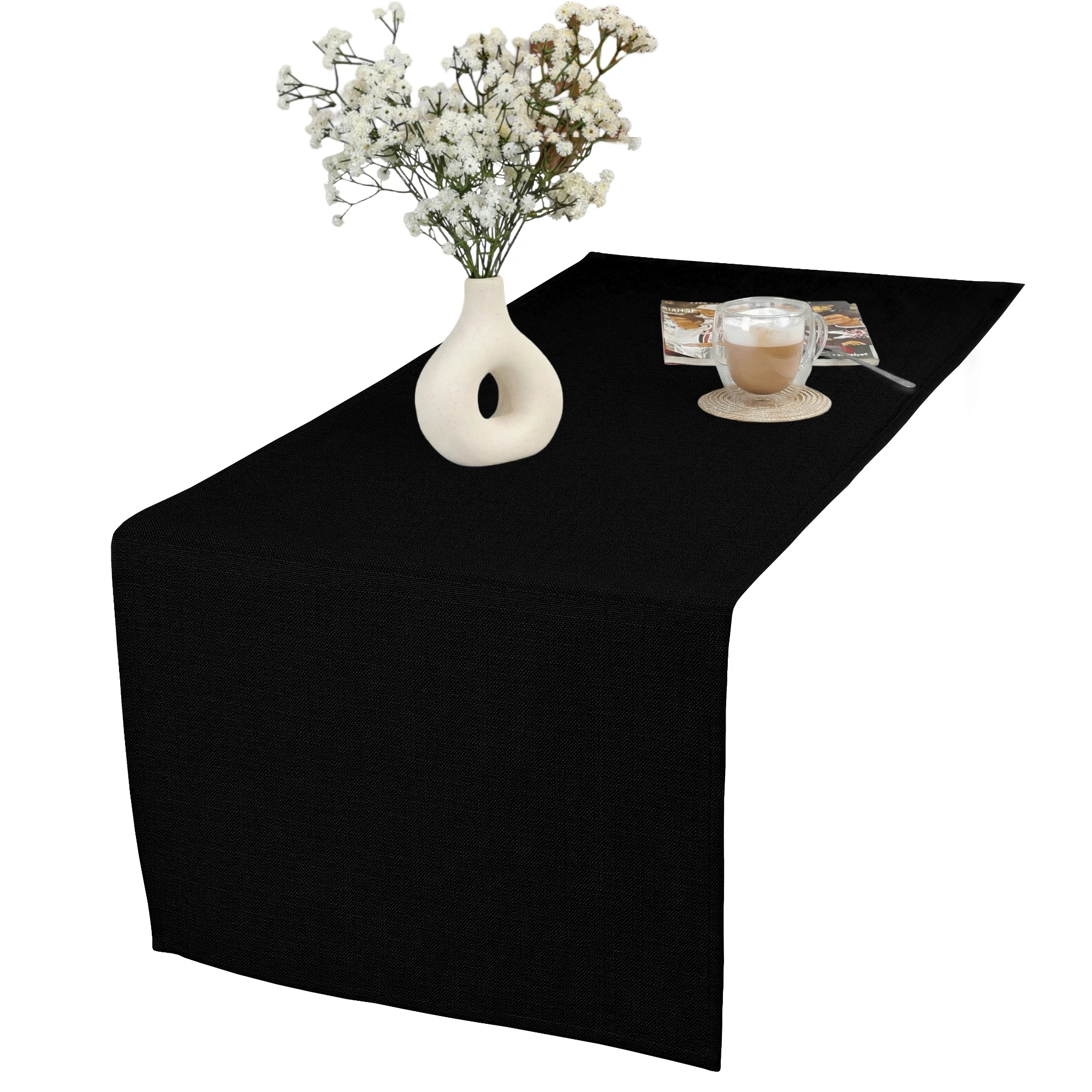 Czarny Bieżnik Bawełniano-Poliestrowy Plamoodporny Imitacj