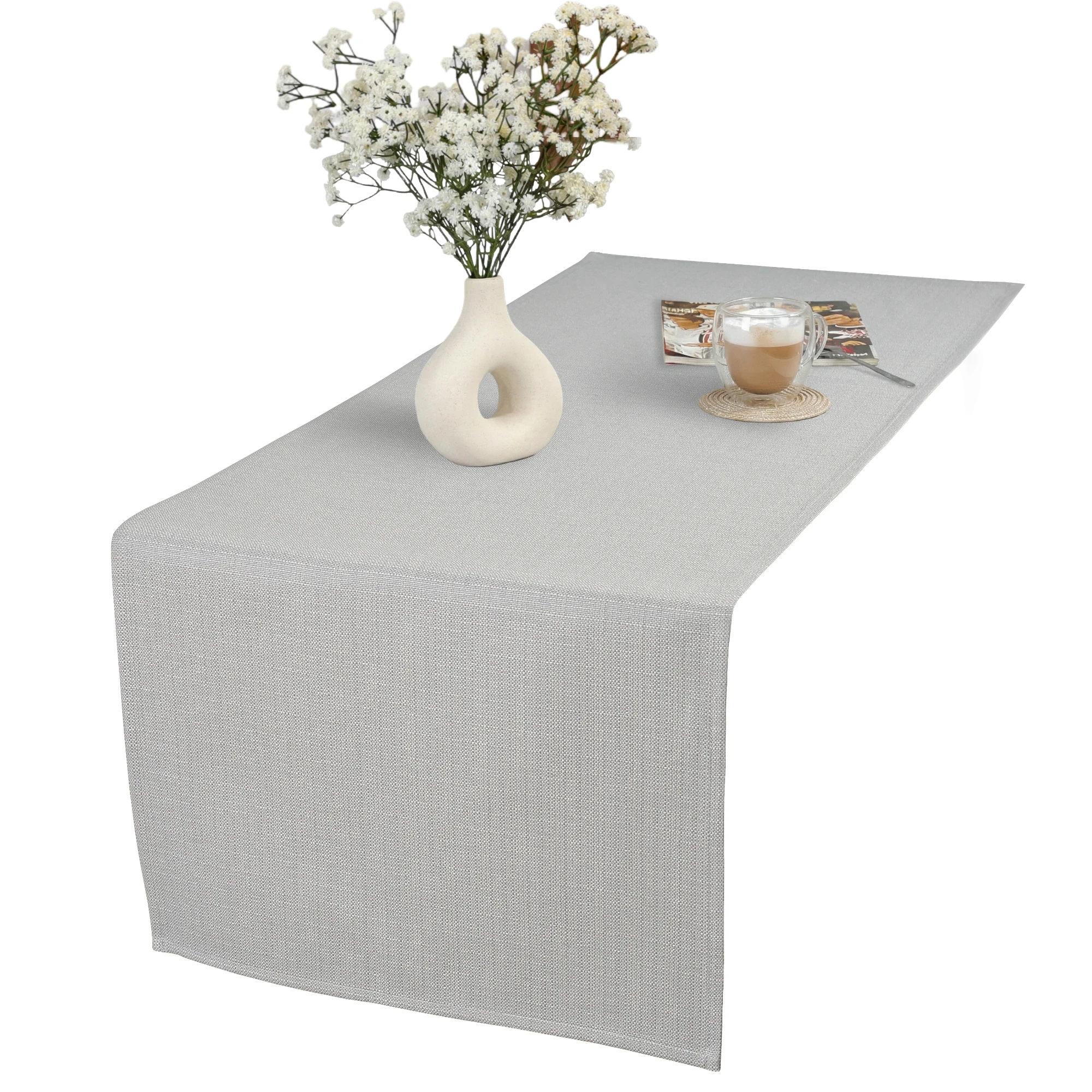 Szary Bieżnik Bawełniano-Poliestrowy Plamoodporny Imitacja