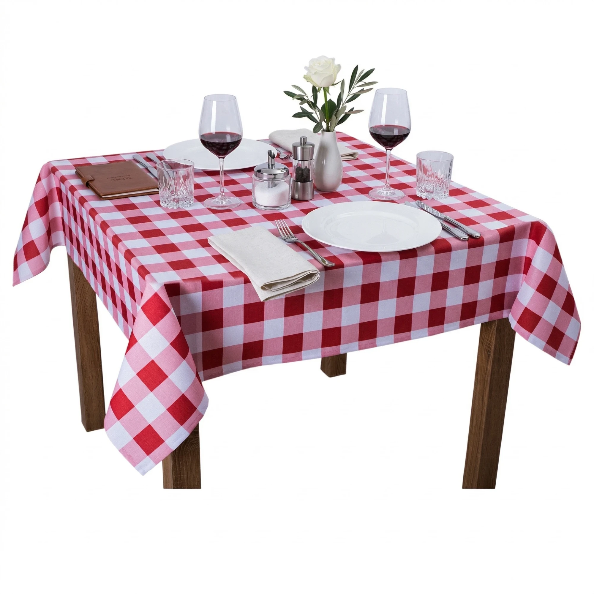 Obrus Restauracyjny Plamoodporny w Biało-Czerwoną Kratę (