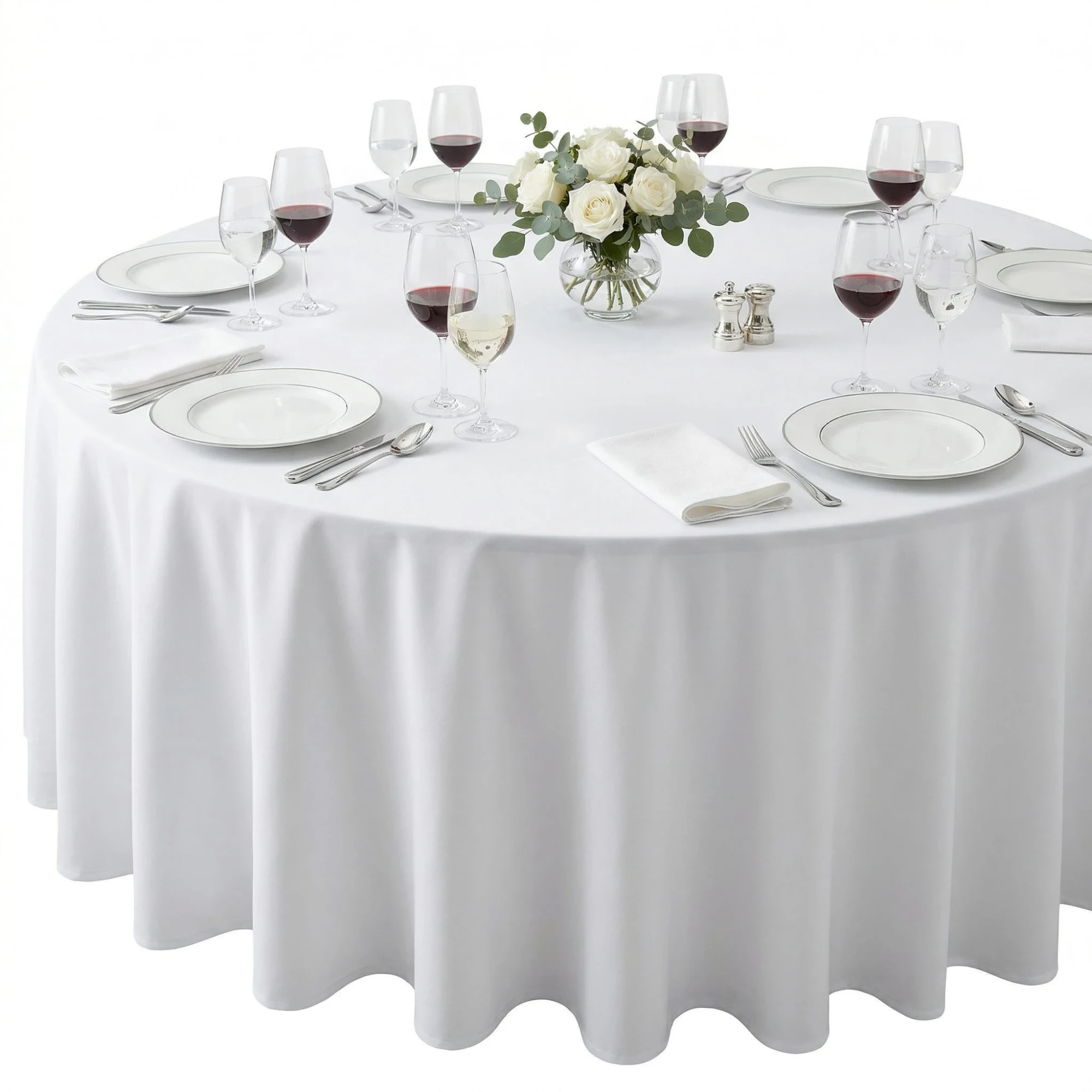 Biały Obrus Restauracyjny Plamoodporny o Splocie Satynowym 