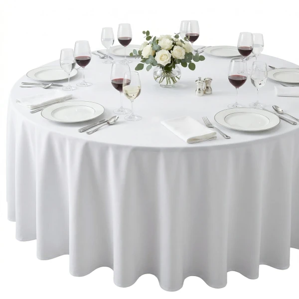 Biały Obrus Restauracyjny Plamoodporny o Splocie Satynowym 