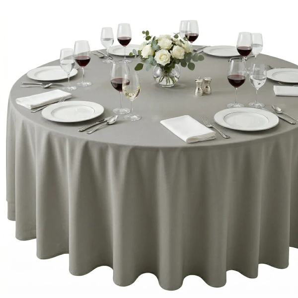 Szary Obrus Restauracyjny Plamoodporny o Splocie Satynowym -