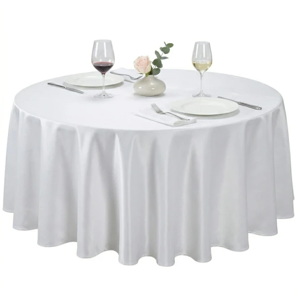 Biały Obrus Restauracyjny Plamoodporny – Satynowa Eleganc