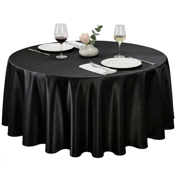 Czarny Obrus Restauracyjny Plamoodporny – Satynowa Eleganc