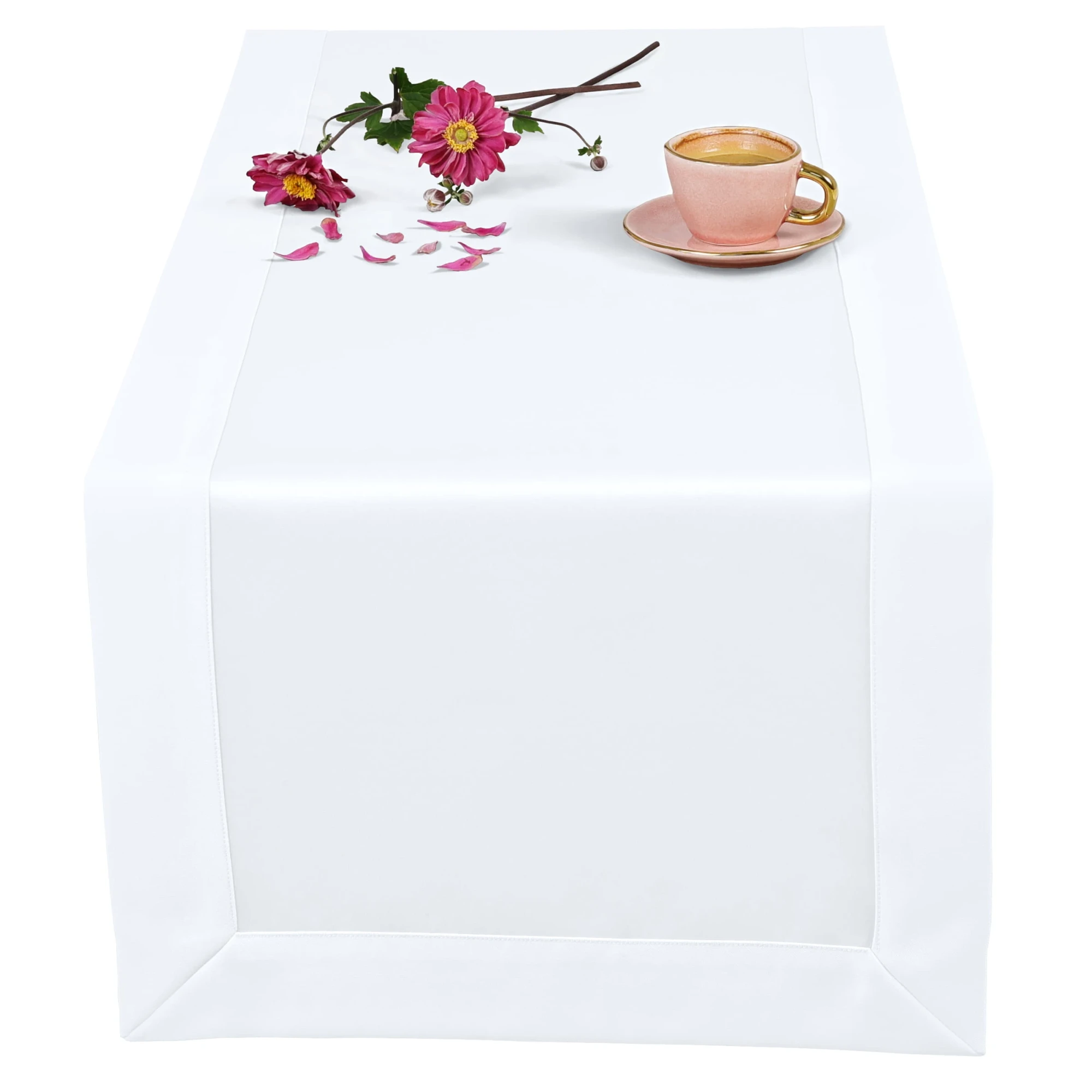 Elegancki Biały Obrus Plamoodporny, Szyty Kopertowo z Manki