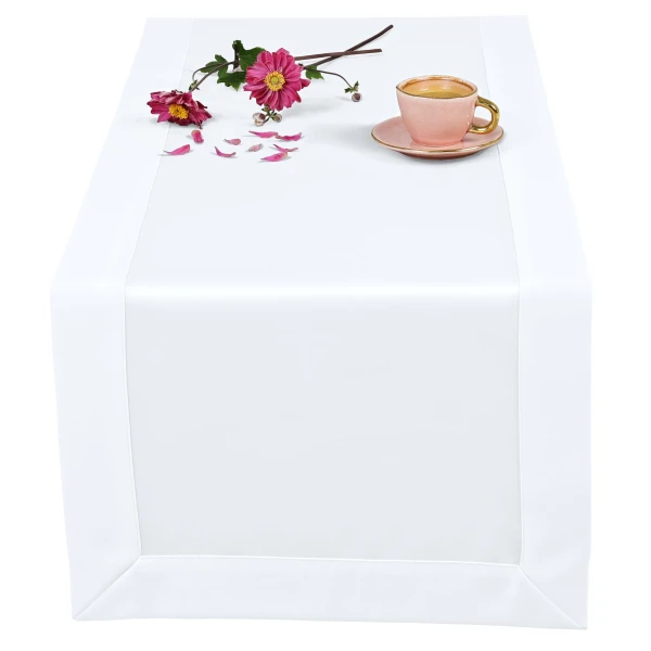 Elegancki Biały Obrus Plamoodporny, Szyty Kopertowo z Manki