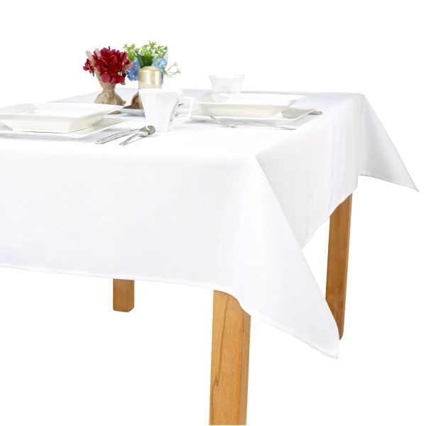 Biały Gładki Obrus Plamoodporny – Elegancki i Gruby - O1