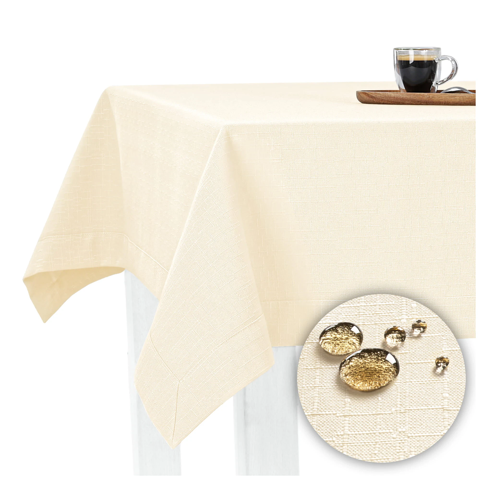 Obrus ecru plamoodporny Vera Cotton Touch – gruba struktur