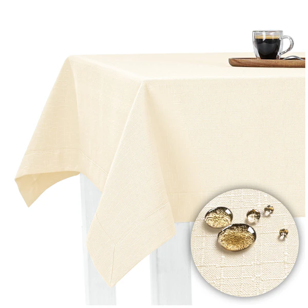 Obrus ecru plamoodporny Vera Cotton Touch – gruba struktur