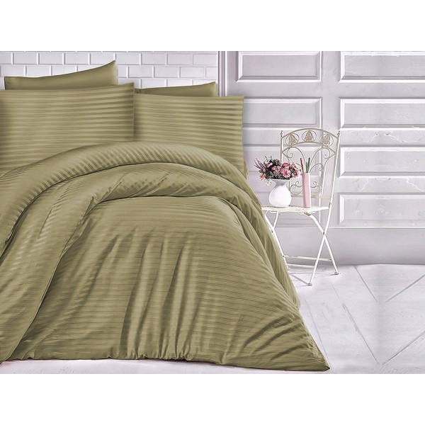 Pościel satynowa bawełniana DRM-CIZGILI OLIVE GREEN EXCLUS