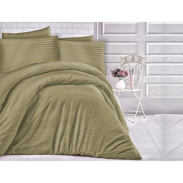 Pościel satynowa bawełniana DRM-CIZGILI OLIVE GREEN EXCLUS