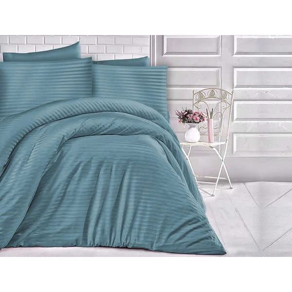 Pościel satynowa bawełniana DRM-CIZGILI TURQUOISE EXCLUSIV