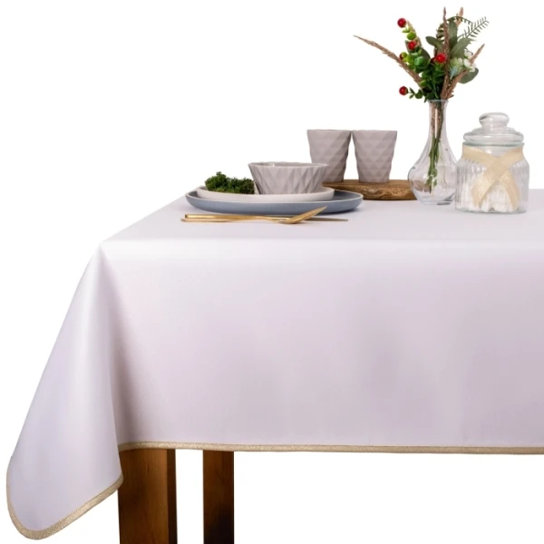 Wyprzedaż Obrus z lamówką złotą plamoodporny Aurora 200