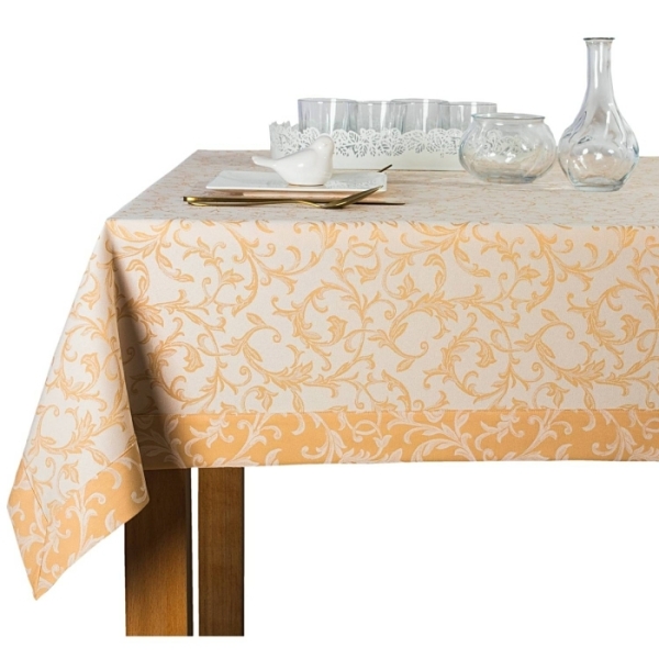 Wyprzedaż Obrus plamoodporny Ares bikolor złoty z listwą 