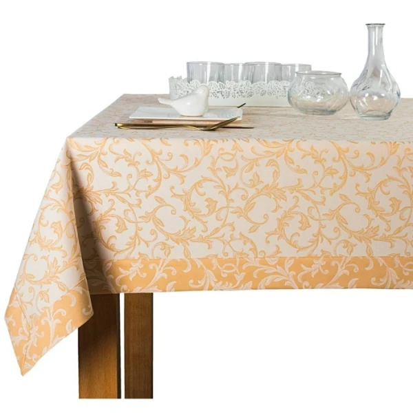 Wyprzedaż Obrus plamoodporny Ares bikolor złoty z listwą 