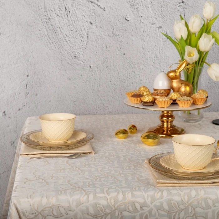 Wyprzedaż Obrus plamoodporny 6475-3289 z Lamówką Złotą