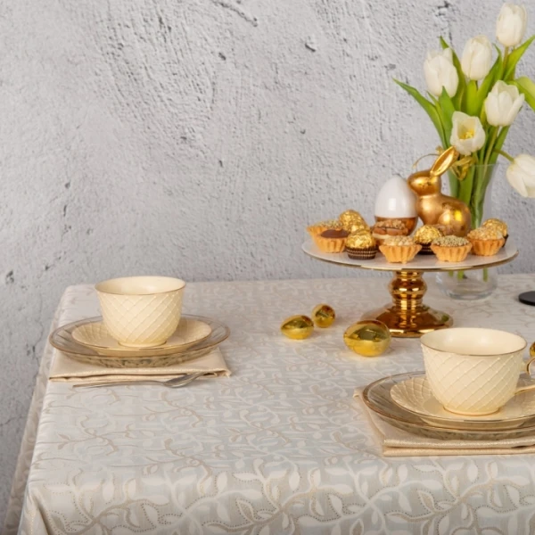 Wyprzedaż Obrus plamoodporny 6475-3289 z Lamówką Złotą