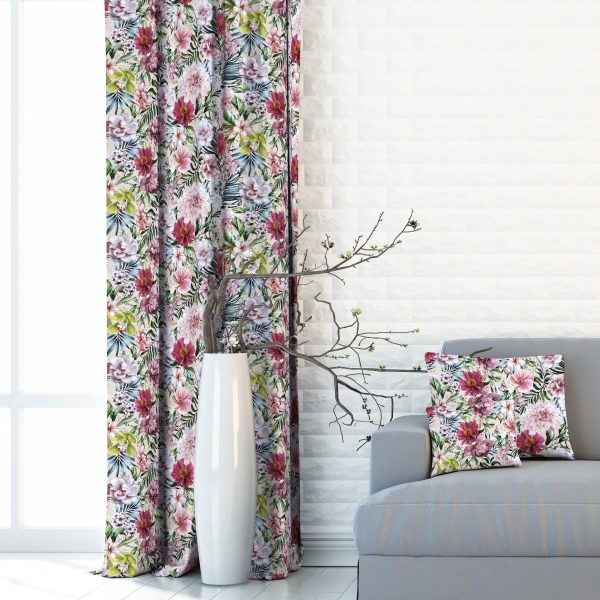 Zasłona w kwiaty Velvet Deco Druk 22601-1001, szerokość 1