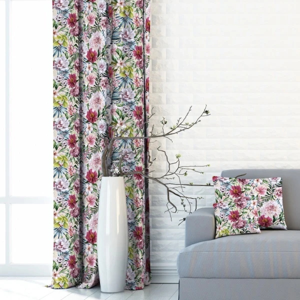 Zasłona w kwiaty Velvet Deco Druk 22601-1001, szerokość 1
