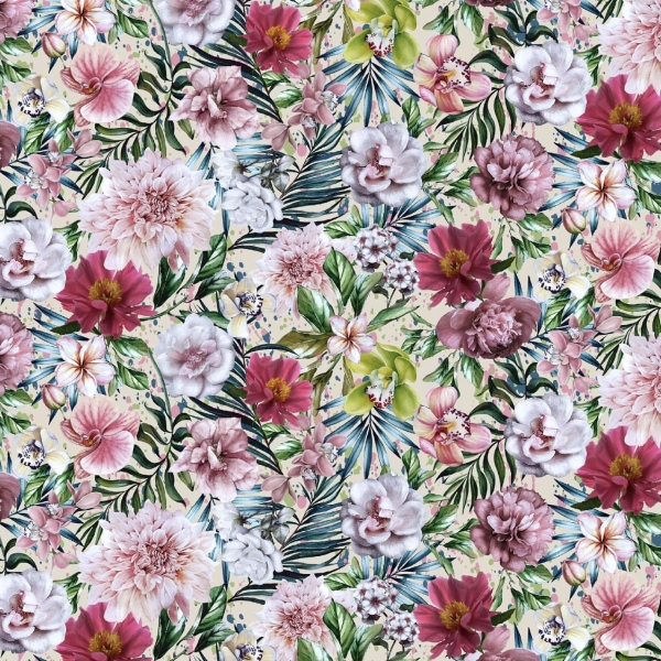 Zasłona w kwiaty Velvet Deco Druk 22601-1001, szerokość 1