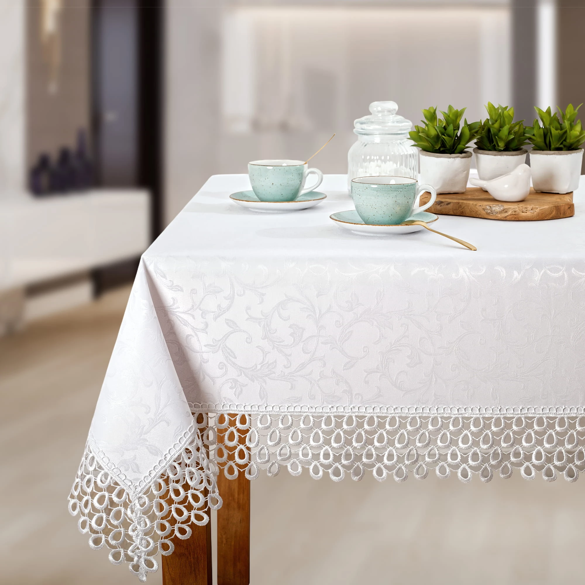 Wyprzedaż Obrus  plamoodporny z gipiurą Ares G0609 biały 