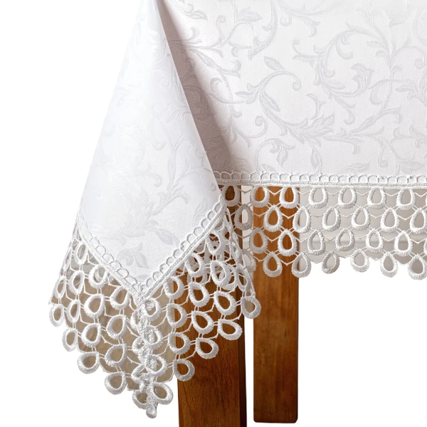 Wyprzedaż Obrus  plamoodporny z gipiurą Ares G0609 biały 