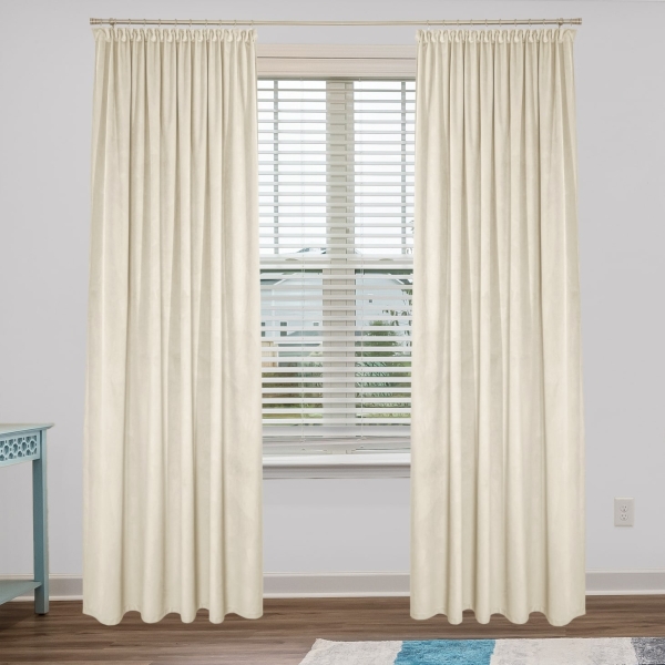 Zasłona welurowa na taśmie marszczącej Sara 101 kremowy,